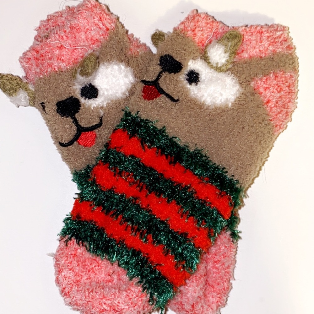 Cute Fuzzy Reindeer Socks